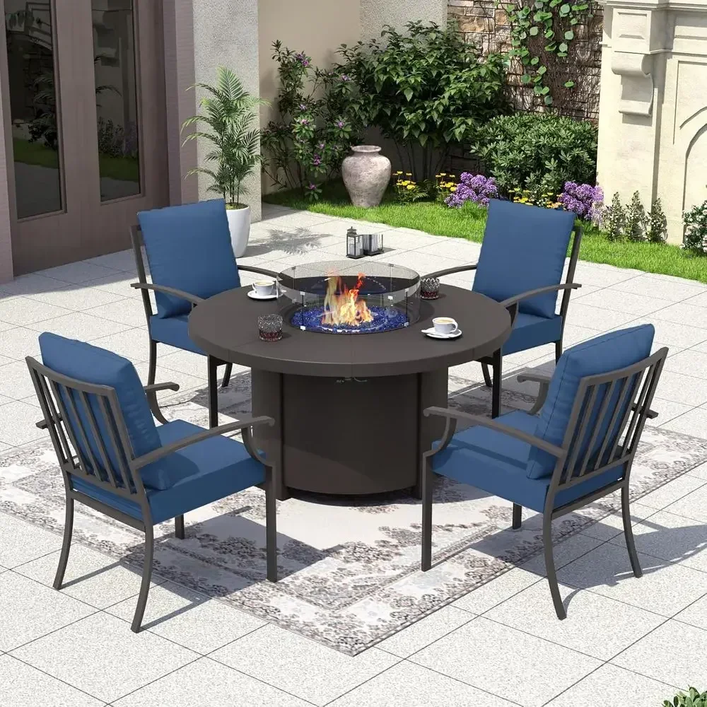 Outdoor Furniture Fire Table - 5-Piece Outdoor Patio Furniture Set with