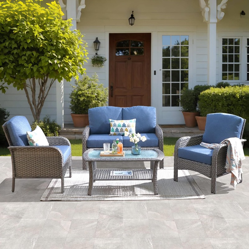 Outdoor Furniture Loveseat - ovios 4-Piece Patio Furniture Set, Outdoor