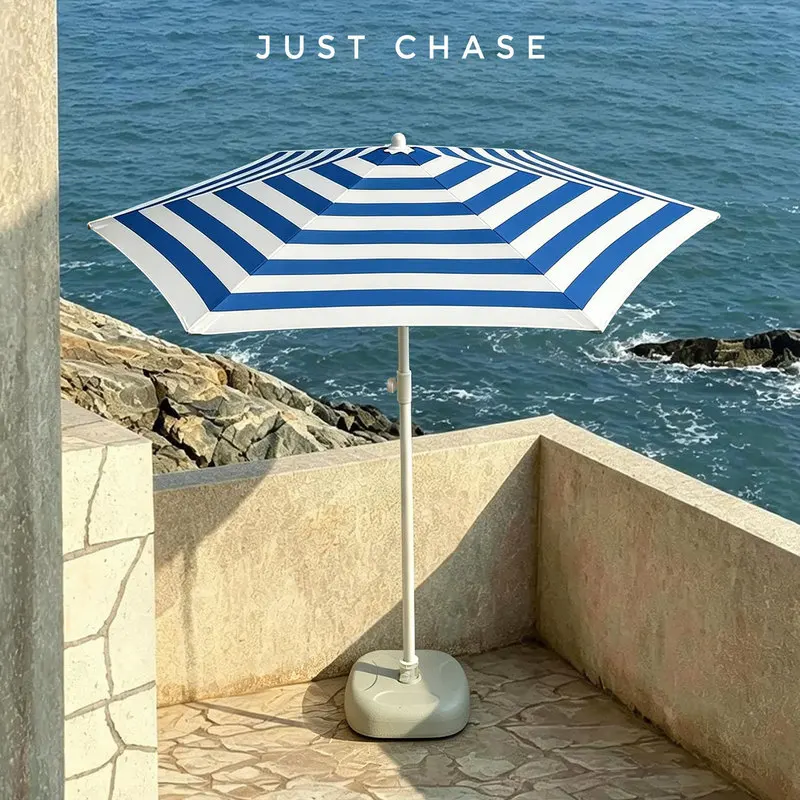 Outdoor Furniture Vendors - Navy Striped Outdoor Patio Umbrella Large