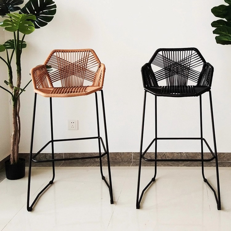 Scandinavian Rattan Bar Stool  - Outdoor Furniture Iron 评论和价格