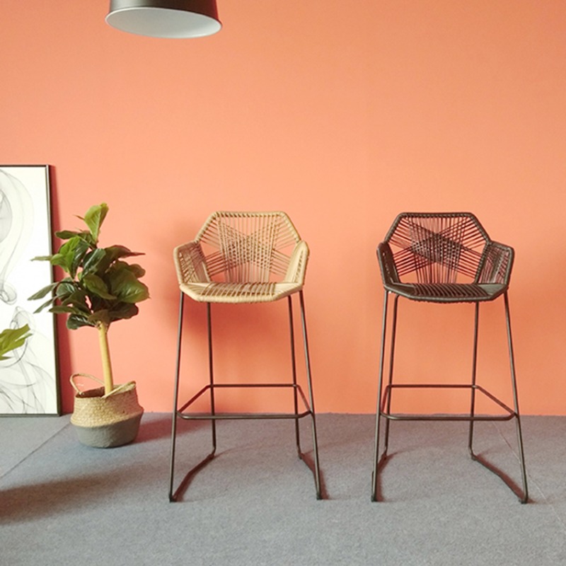 Scandinavian Rattan Bar Stool  - Outdoor Furniture Iron 评论和价格
