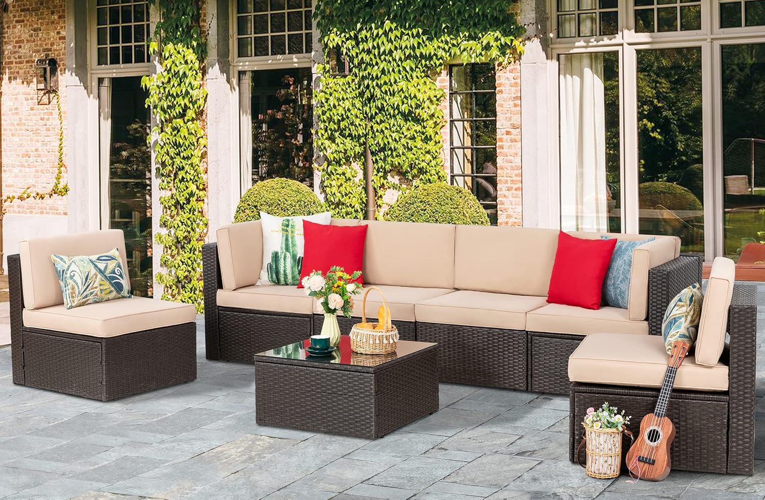 8-Piece Patio Furniture Set wi - Outdoor Furniture Fire Table 评论和价格
