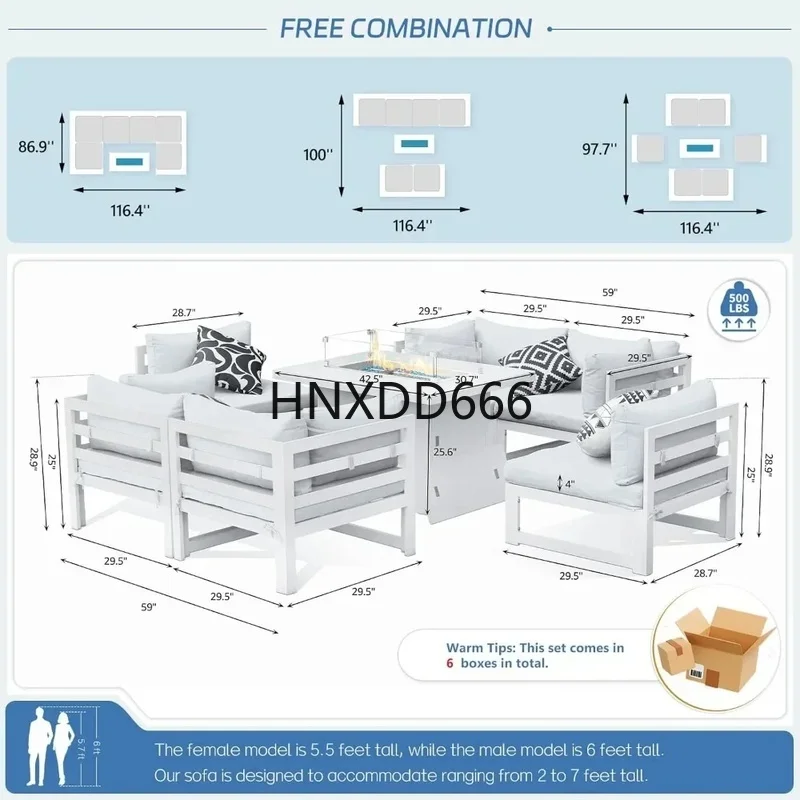 7-Piece Aluminum Outdoor Patio - Outdoor Furniture Fire Table 评论和价格