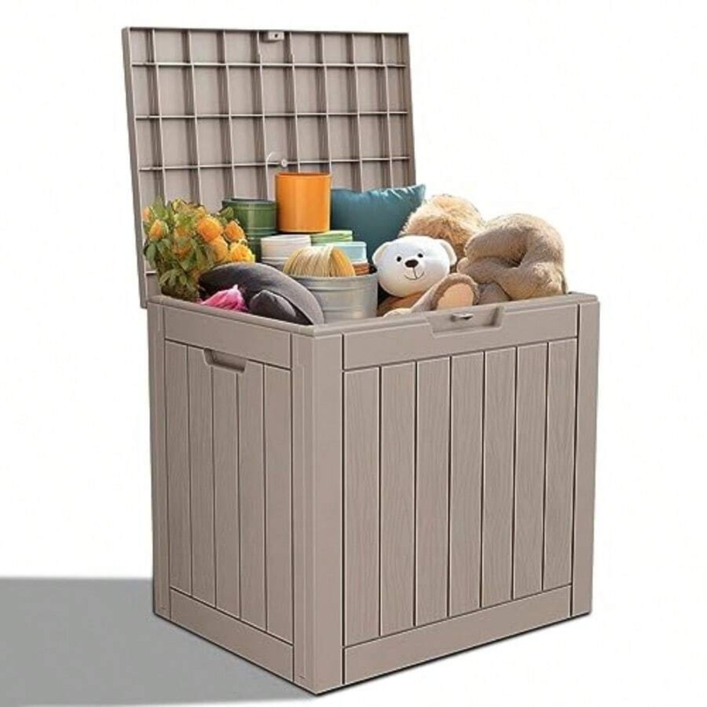 Lockable Resin Deck Box Outdoo - Outdoor Furniture Cushions 评论和价格
