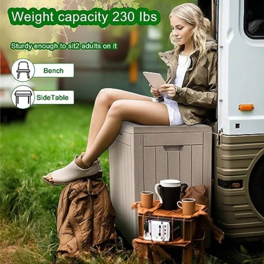 Lockable Resin Deck Box Outdoo - Outdoor Furniture Cushions 评论和价格