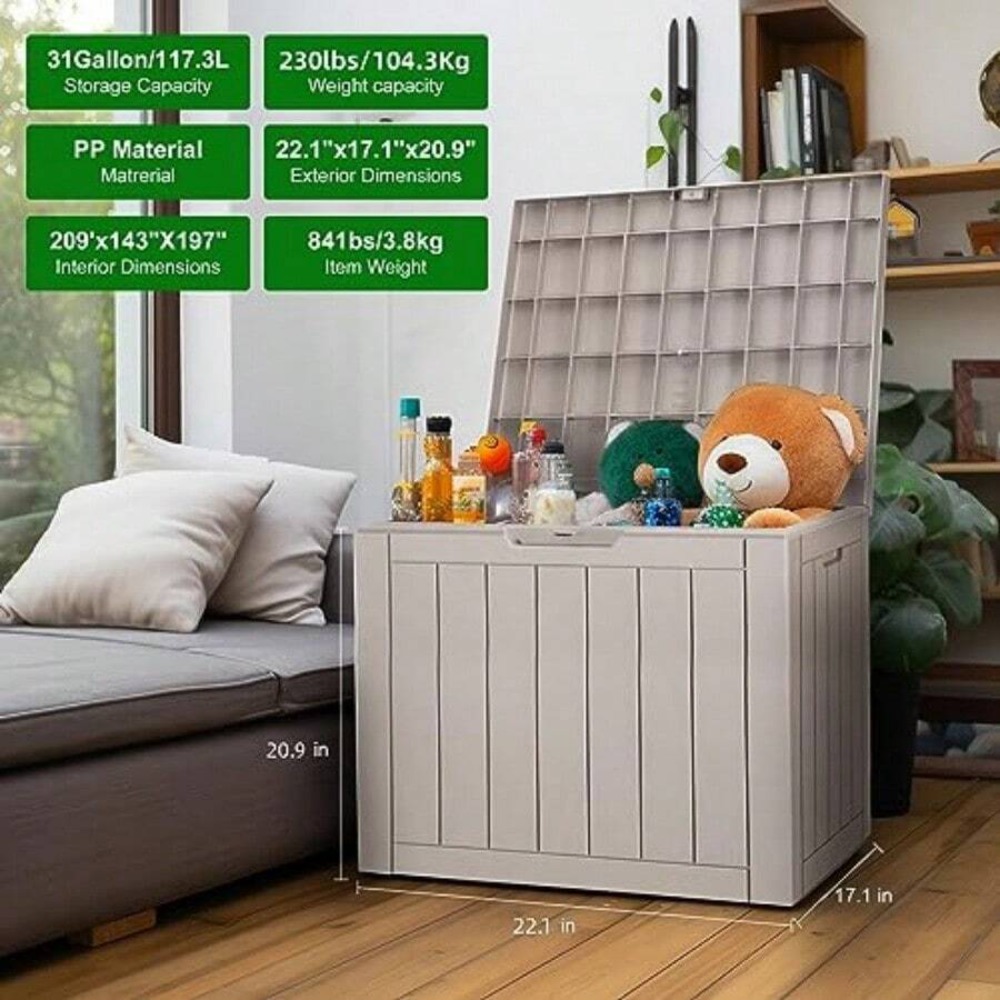 Lockable Resin Deck Box Outdoo - Outdoor Furniture Cushions 评论和价格
