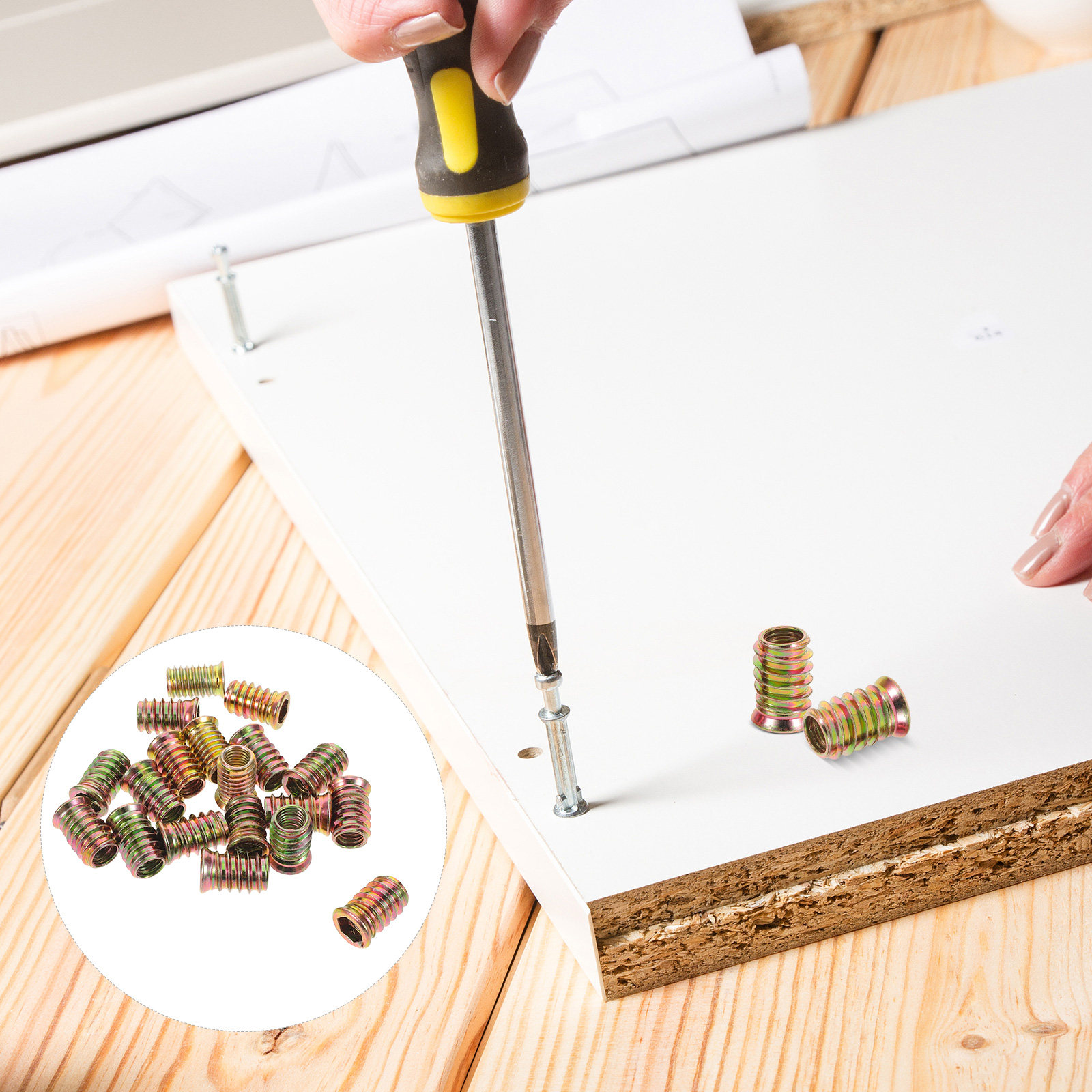 50Pcs Wood Insert Nuts Zinc Co - Outdoor Furniture Iron 评论和价格