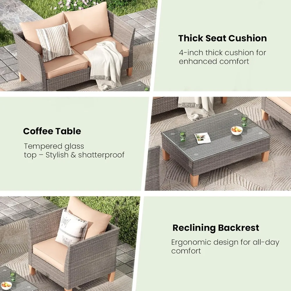 5-Piece Patio Furniture Set, O - Outdoor Furniture Loveseat 评论和价格
