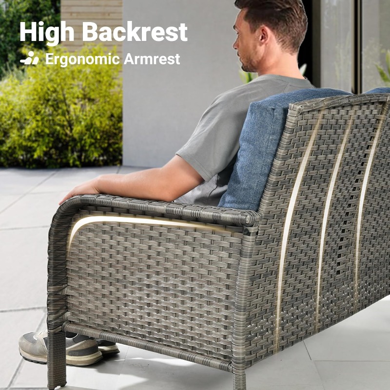 ovios 4-Piece Patio Furniture  - Outdoor Furniture Loveseat 评论和价格
