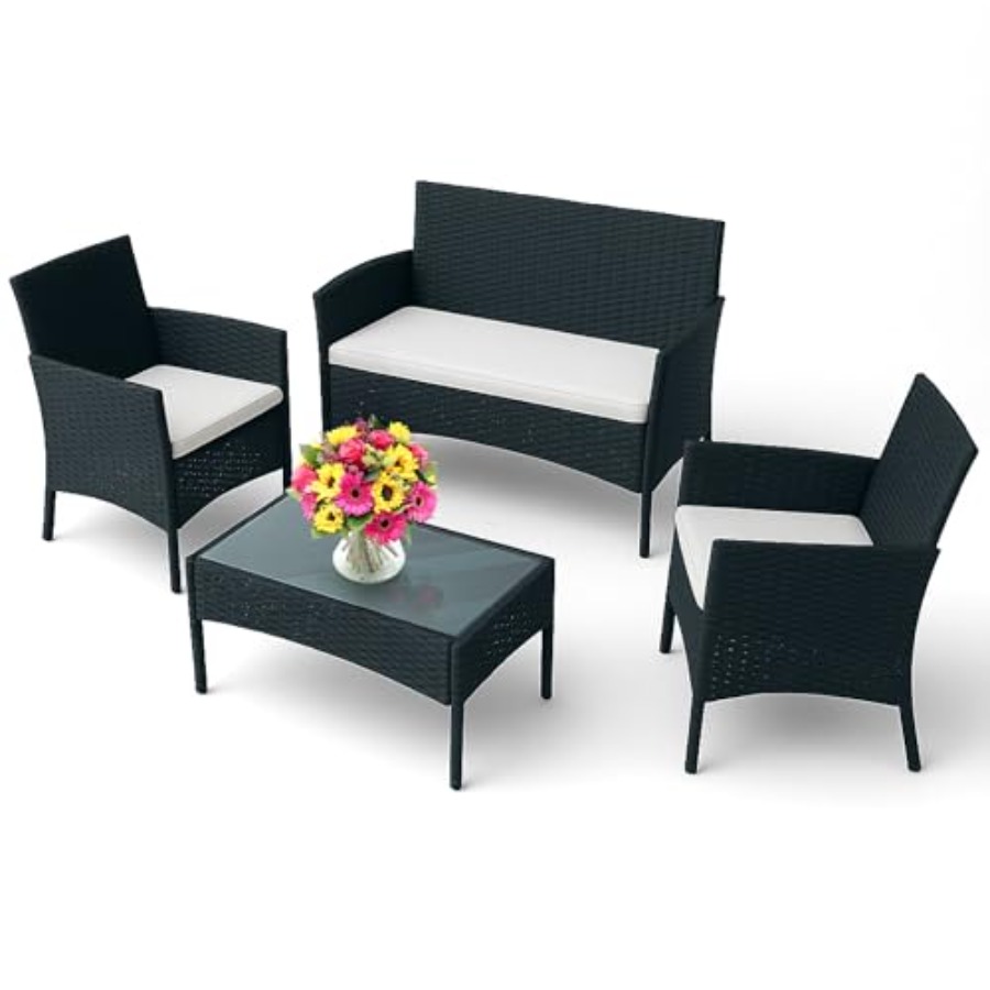 4-Piece Outdoor Patio Furnitur - Outdoor Furniture Loveseat 评论和价格
