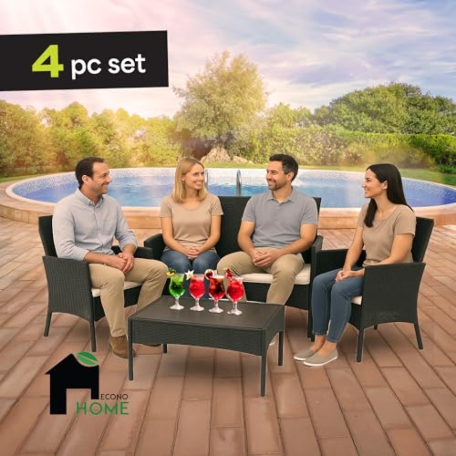4-Piece Outdoor Patio Furnitur - Outdoor Furniture Loveseat 评论和价格
