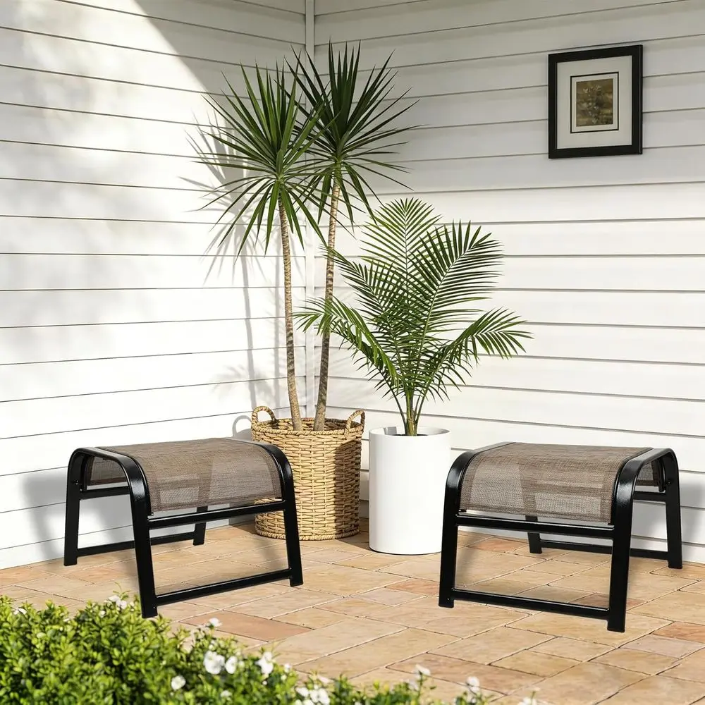 Patio Ottoman Set, Outdoor 2-P - Outdoor Furniture Iron 评论和价格