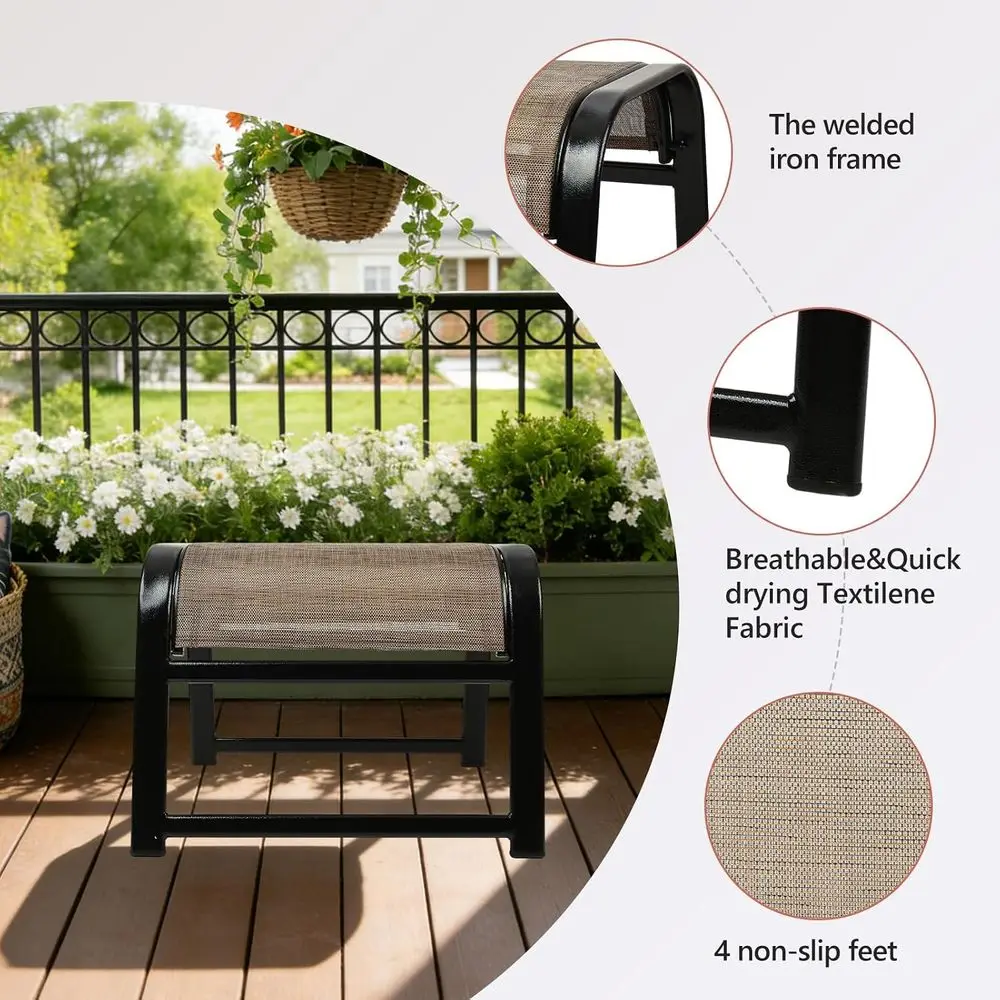 Patio Ottoman Set, Outdoor 2-P - Outdoor Furniture Iron 评论和价格