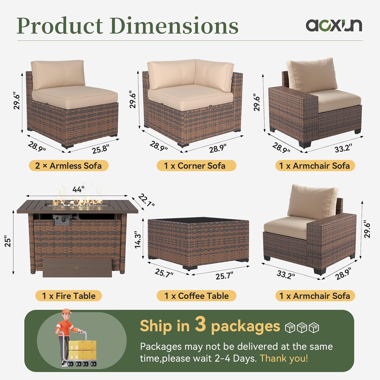 7 Piece Patio Furniture Set wi - Outdoor Furniture Fire Table 评论和价格