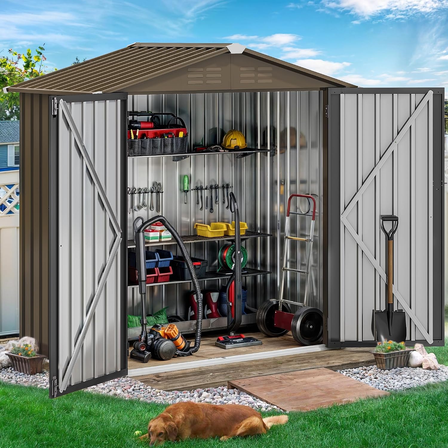 6x4ft Metal Outdoor Storage Sh - Outdoor Furniture Metal 评论和价格