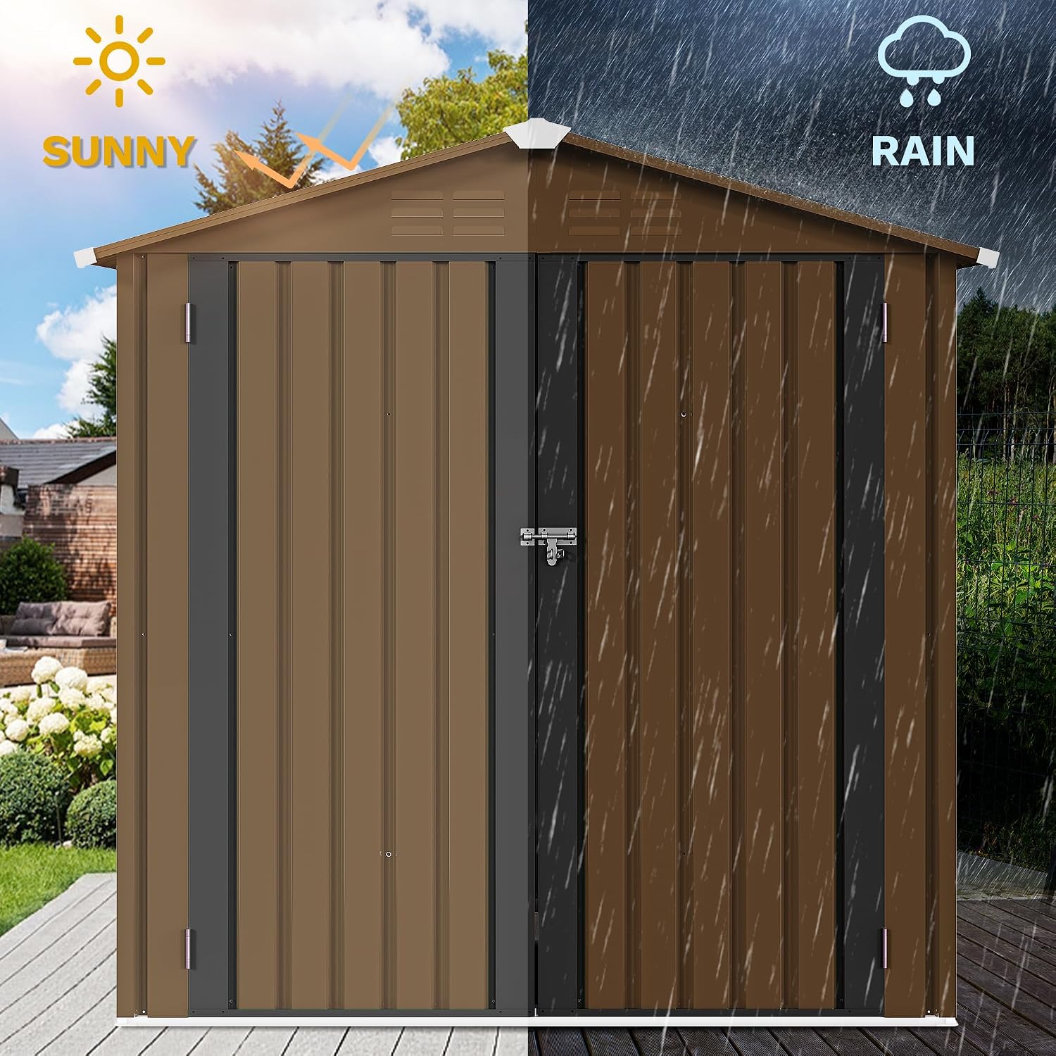 6x4ft Metal Outdoor Storage Sh - Outdoor Furniture Metal 评论和价格