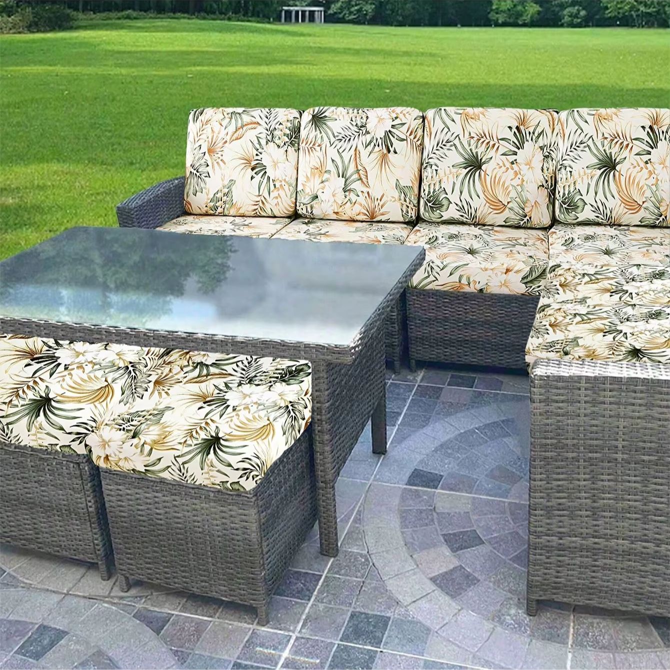 Outdoor Tropical Print Sofa Cu - Outdoor Furniture Cushions 22 X 22 评论和价格