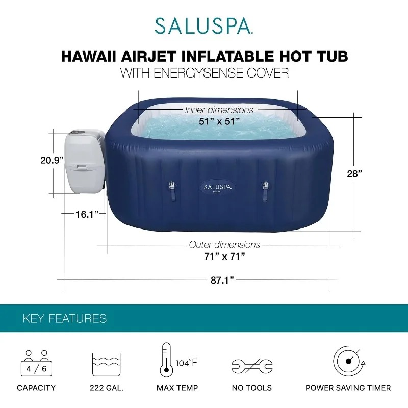 SaluSpa AirJet 4 to 6 Person I - Inflatable Hot Tub 评论和价格