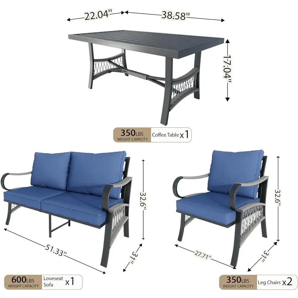 4-Piece Outdoor Metal Patio Fu - Outdoor Furniture Loveseat 评论和价格