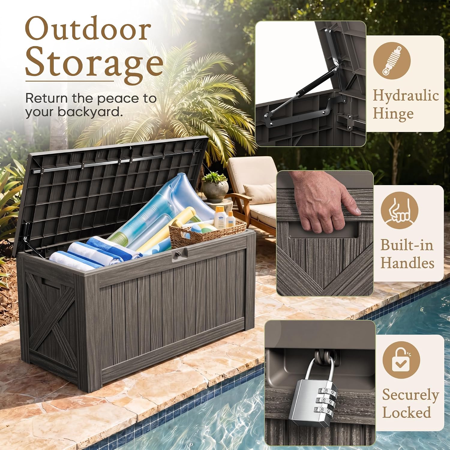 120 Gallon Large Deck Box Outd - Outdoor Furniture Cushions 评论和价格