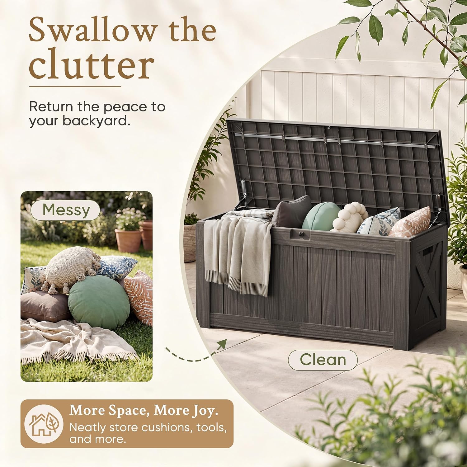 120 Gallon Large Deck Box Outd - Outdoor Furniture Cushions 评论和价格