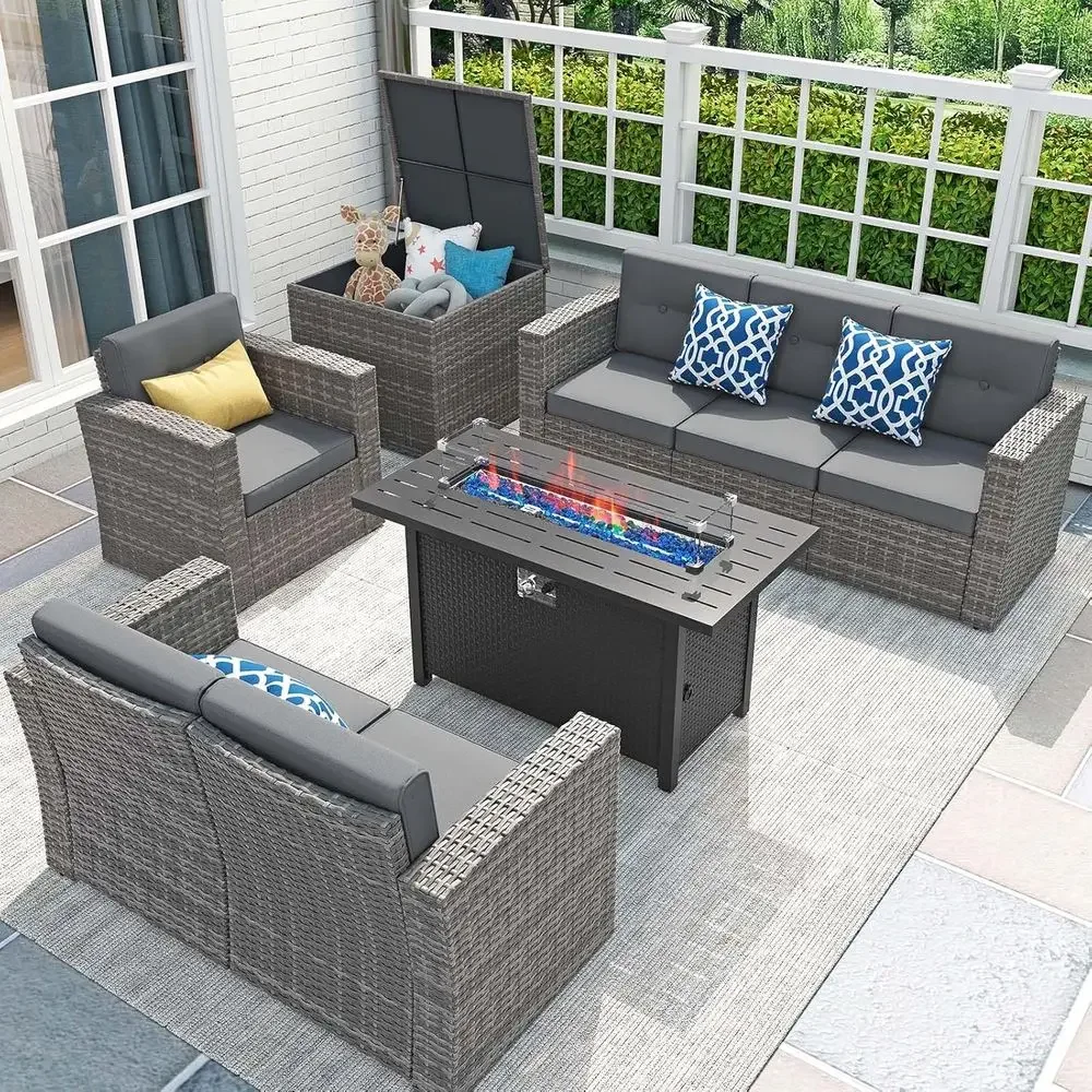 8-Piece Patio Furniture Set wi - Outdoor Furniture Fire Table 评论和价格