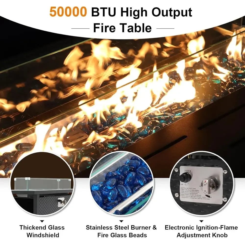 8-Piece Patio Furniture Set wi - Outdoor Furniture Fire Table 评论和价格