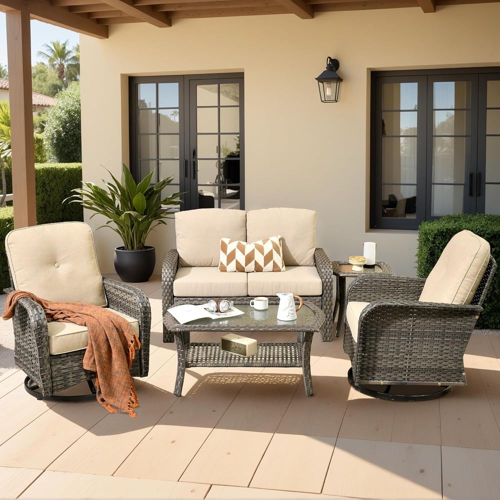5-Piece Wicker Patio Furniture - Outdoor Furniture Loveseat 评论和价格