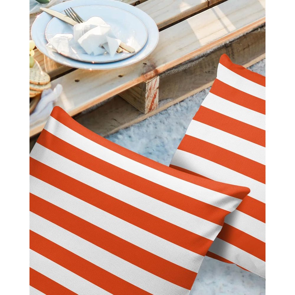 Orange and White Striped Outdo - Outdoor Furniture Covers 评论和价格