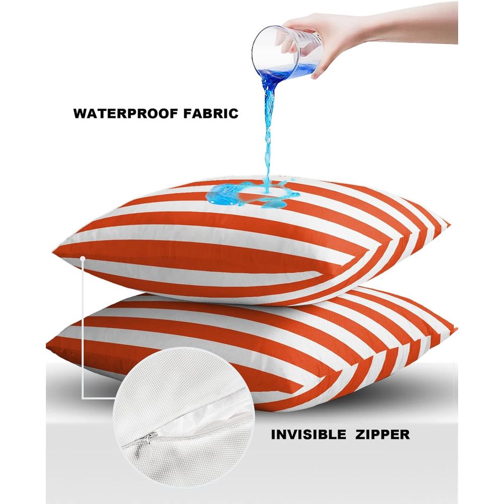 Orange and White Striped Outdo - Outdoor Furniture Covers 评论和价格