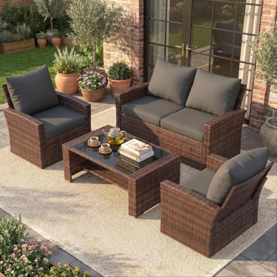 Patio Furniture Set, Outdoor F - Outdoor Furniture Loveseat 评论和价格