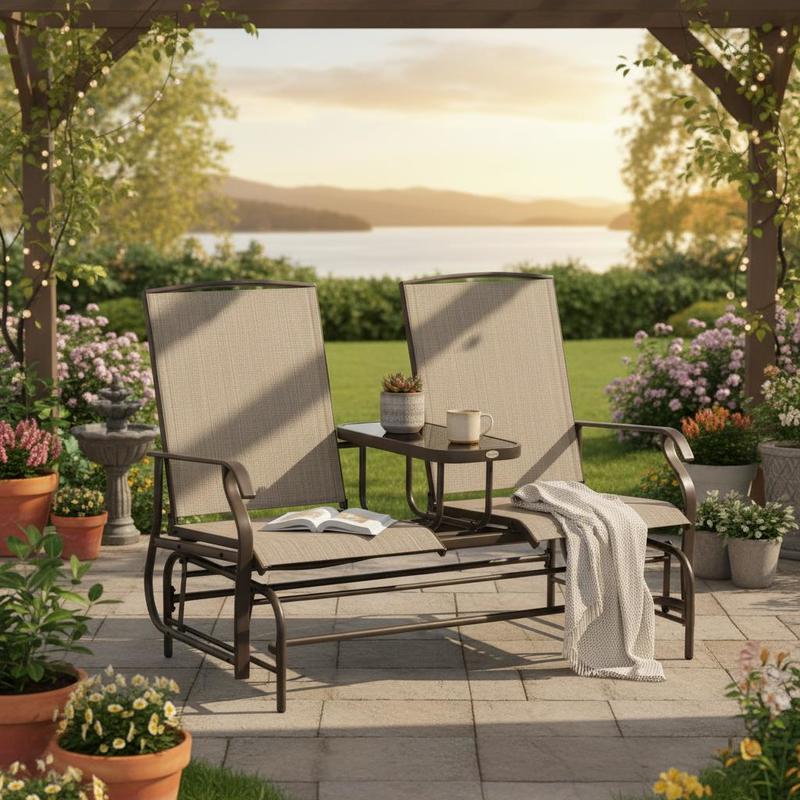 Patio Glider Rocking Chair 2 P - Outdoor Furniture Loveseat 评论和价格