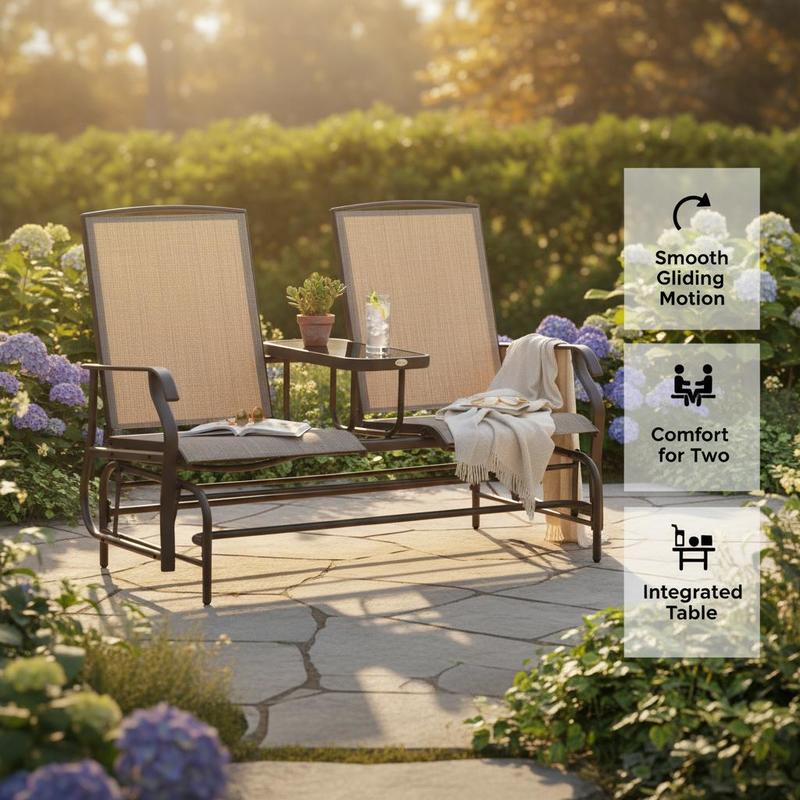 Patio Glider Rocking Chair 2 P - Outdoor Furniture Loveseat 评论和价格