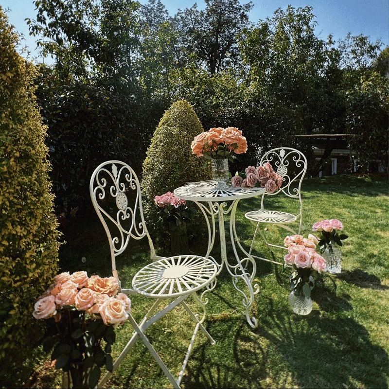 French Vintage Iron Table and  - Outdoor Furniture Iron 评论和价格