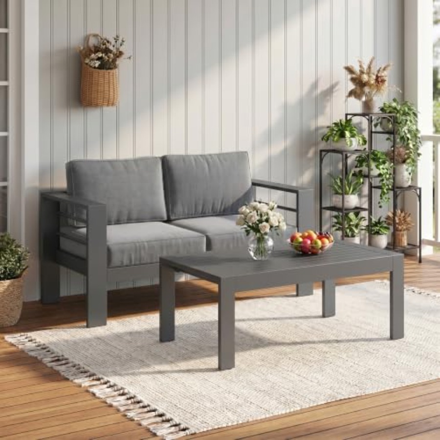 Aluminum Outdoor Loveseat with - Outdoor Furniture Loveseat 评论和价格
