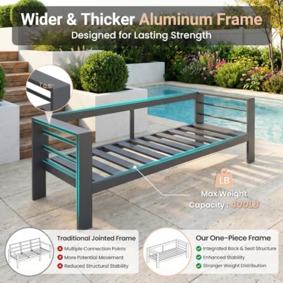 Aluminum Outdoor Loveseat with - Outdoor Furniture Loveseat 评论和价格