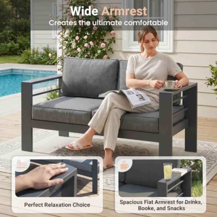 Aluminum Outdoor Loveseat with - Outdoor Furniture Loveseat 评论和价格