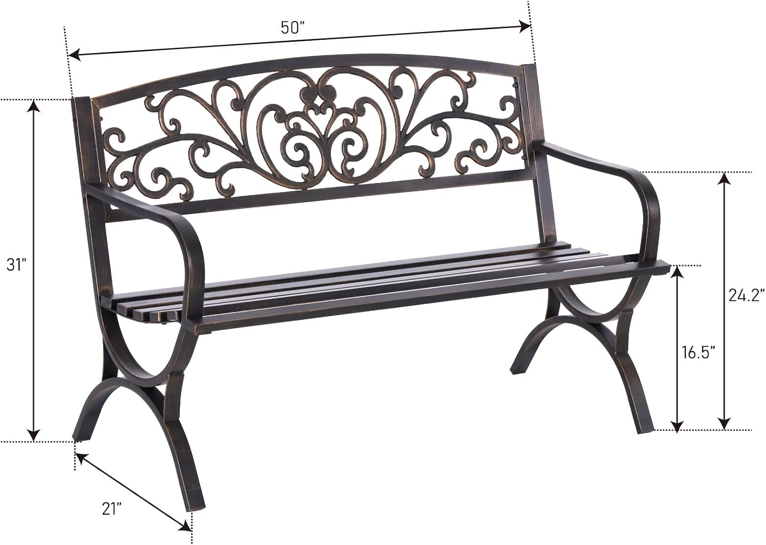 Bronze 50 Inch Outdoor Garden  - Outdoor Furniture Iron 评论和价格