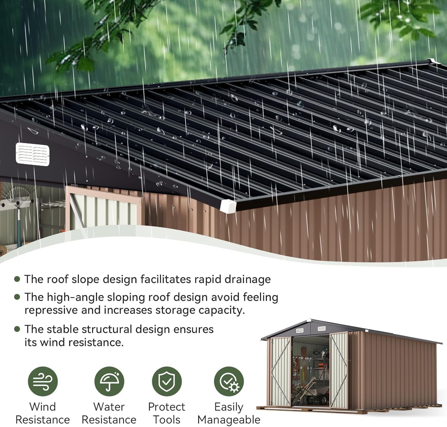 12 x 10FT Outdoor Storage Shed - Outdoor Furniture Metal 评论和价格
