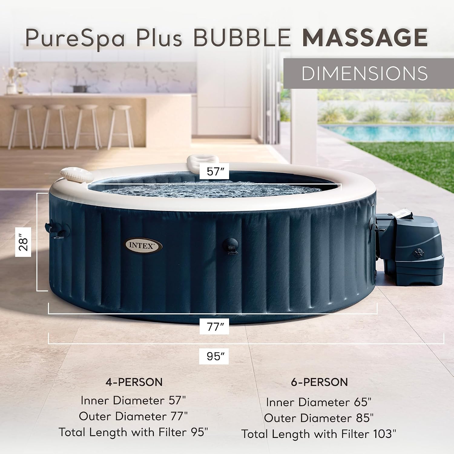 PureSpa 4 Person Inflatable Ho - Inflatable Hot Tub 评论和价格