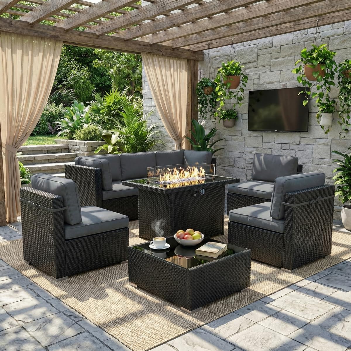 Outdoor Patio Sectional Sofa S - Outdoor Furniture Fire Table 评论和价格