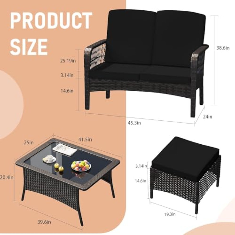 Patio Furniture Set Outdoor Ra - Outdoor Furniture Loveseat 评论和价格