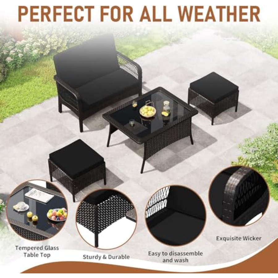 Patio Furniture Set Outdoor Ra - Outdoor Furniture Loveseat 评论和价格