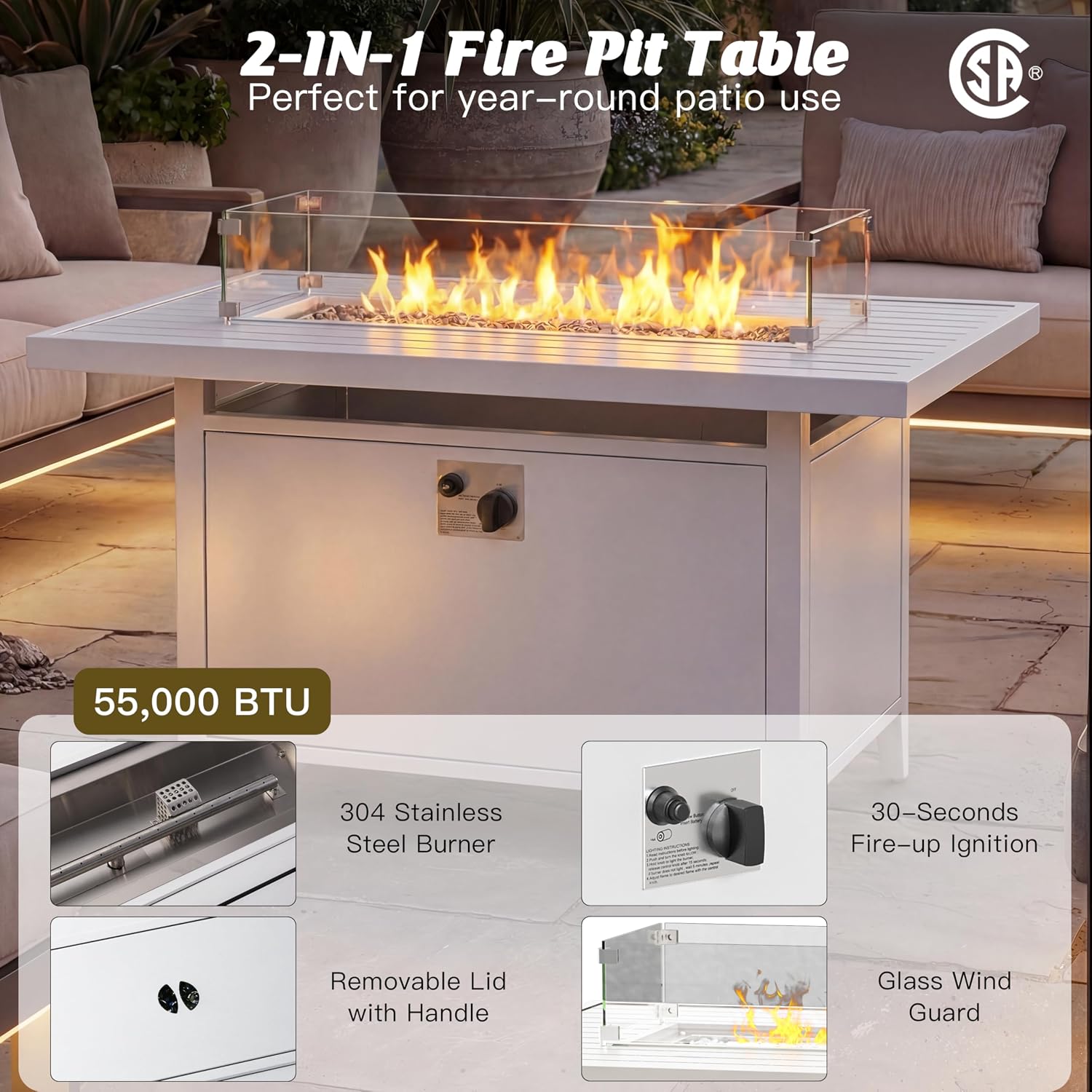 7-Piece Outdoor Aluminum Patio - Outdoor Furniture Fire Table 评论和价格
