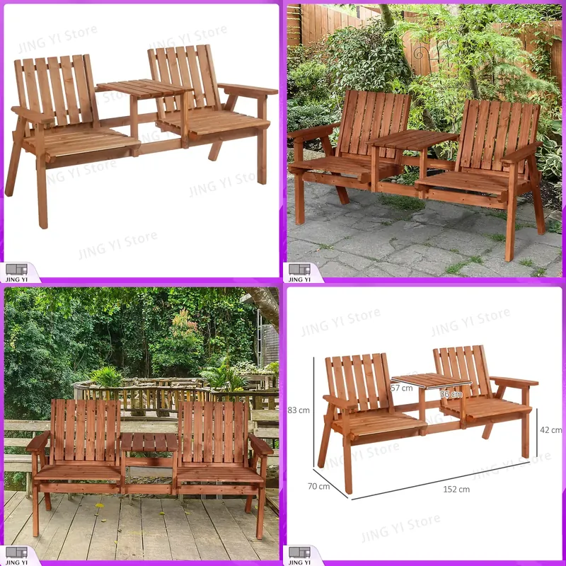 2 Seater Wooden Garden Bench O - Outdoor Furniture Loveseat 评论和价格
